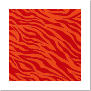 Tiger Print Two Toned Red Posters and Art